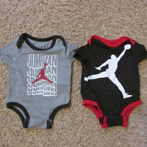 NWOT Nike Air Jordan Set 2 One Piece Outfit 3 Month Black Gray Snap Crotch - Picture 1 of 2