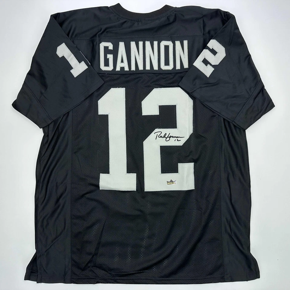 Jersey Facsímil Autografiado Rich Gannon Oakland Las Vegas Negro Reimpresión XL Foto 1 de 4
