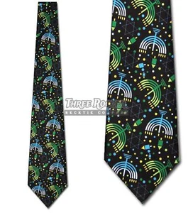 Menorah Ties Dreidel Mens Holiday Neckties Star of David Neck Ties NWT - Picture 1 of 3