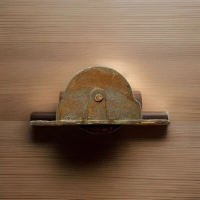 Window Sash Pulley Victorian Cast Iron Base with Metal Wheels 4"Wx2"Hx1"D - Image 1 of 4