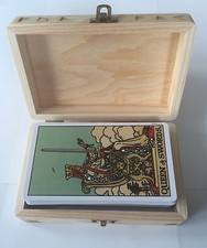 A.E. WAITE TAROT CARDS SEALED WOODEN HANDCRAFTED TAROT CARD BOX+FREE TAROT POUCH