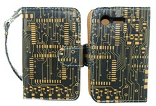 Circuit Design Wallet Leather Case for LG Optimus Fuel L34C / Zone 2  