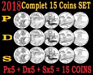 2018 P D S ATB America the Beautiful Parks Quarter Clad 15 Coins COMPLETE Set - Picture 1 of 1