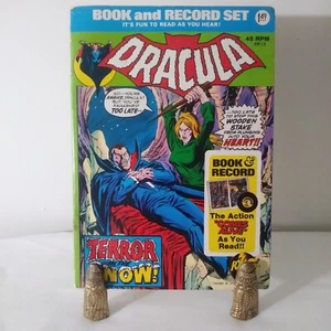 1974 POWER RECORDS MARVEL COMICS DRACULA BOOK & 45 rpm RECORD SET PR 15 - Picture 1 of 9