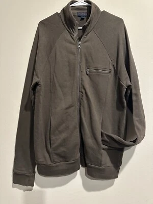 Banana Republic 全拉链运动衫夹克男式 L 棕色 — 第 1/4 张图片