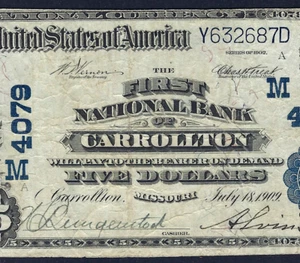MO 1902 $5 ♚♚CARROLLTON, MISSOURI♚♚ PMG VF 20 HARD TO FIND!!! - Picture 1 of 3