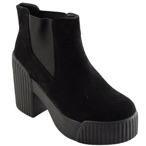 Truffle Carla 1 Schwarz Wildleder Damen Stiefeletten Plateau Vegan Boots Combat Boots - Bild 1 von 7