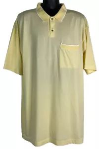 ROBERT STOCK Golf Polo Men's XLT Yellow Short Sleeve Collared 2-Button Shirt NEW - Picture 1 of 16