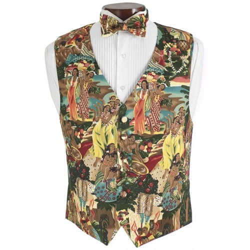 Hawaiian Luau Tuxedo Vest and Bowtie - Image 1 of 1