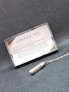Genuine meteorite fragment/dust with holographic effect in silver pendant COA - Picture 1 of 7