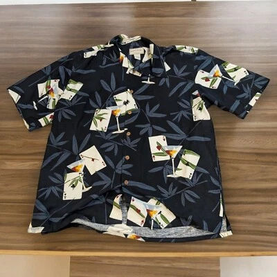 Boca Classic Island Wear Shirt Mens L 100% Silk Aces Poker Cards Casual Stylish - Image 1 of 3