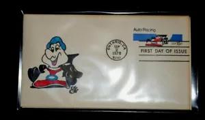 ANIMATED FDC COVER: "AUTO RACING," Ontario, CA (Sept 2,1978), New, Lot #AA 37 - Picture 1 of 2