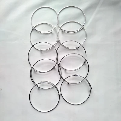 批量 10 件可调节手镯手链银色黄铜丝包装 DIY 珠宝首饰 — 第 1/4 张图片