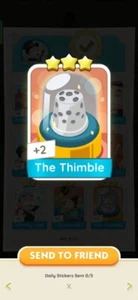 Monopoly Go The Thimble 3 ⭐️ Sticker Set 6 Fast DELIVERY! (Description) - Picture 1 of 1