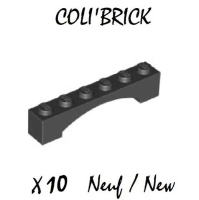 Lego 92950 - 10x Arche / Brick Raised Arch 1x6 - Noir / Black - Neuf