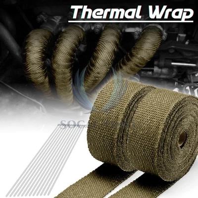 Cinta térmica de aislamiento de cabezal de escape de titanio de 2 rollos de 2" 50 pies Foto 1 de 4