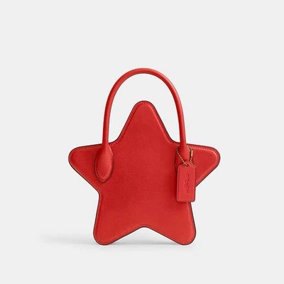Bolso Coach Forma Estrella en Latón/Rojo Cuero Curtido Regenerativo Nuevo con Etiquetas Foto 1 de 4