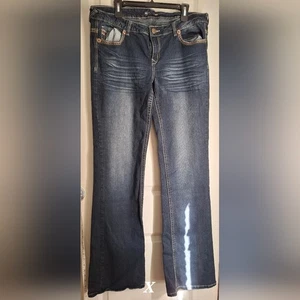 Pantalones de mezclilla azul real para mujer Bootcut elegantes azules 15x37 boho occidentales informales - Imagen 1 de 11