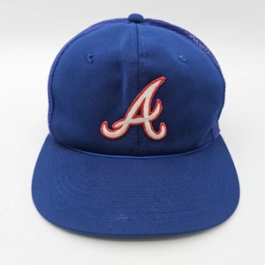 Vintage Atlanta Braves Mesh Trucker Snapback Hat 90's - Picture 1 of 8