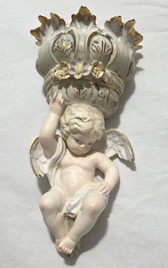 Vtg Ardalt Lenwile Cherub Angel Wall Pocket Hanging Planter Vase Japan 10.25" - Picture 1 of 10