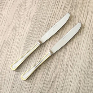 Juego de 2 cuchillos de cena Towle Korea Beacon Hill vintage con acento de oro inoxidable 18/8 - Imagen 1 de 5