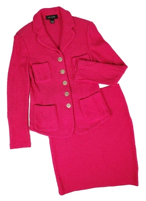Traje chaqueta y falda St. John tejido 2 piezas para mujer 6 rosa mezcla de lana tweed Foto 1 de 4