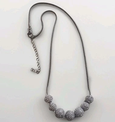 Collar de bolas de discoteca de cristal con cuentas cuánticas de plata Shamballa circonita cúbica Foto 1 de 4