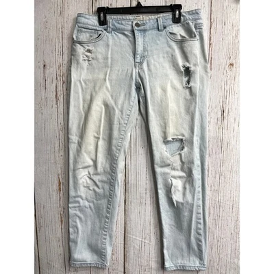 Pantalones de mezclilla halógenos para novia para mujer talla 29 azul lavado claro tiro medio manchas Foto 1 de 4