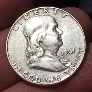 STATI UNITI -MEZZO DOLLARO "FRANKLIN" -HALF DOLLAR 1961 - ARGENTO '900 CAMPANA - Foto 1 di 2