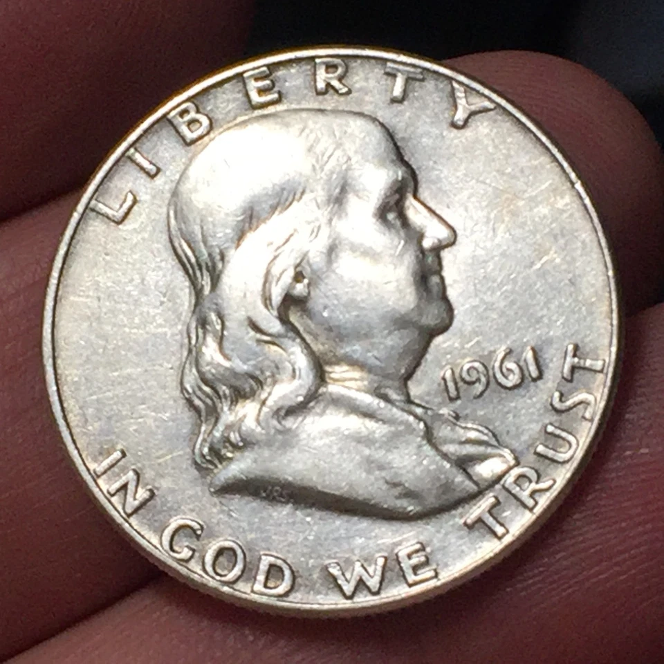 STATI UNITI -MEZZO DOLLARO "FRANKLIN" -HALF DOLLAR 1961 - ARGENTO '900 CAMPANA - Immagine 1 di 2