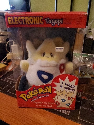 Electronic Togepi Pokemon Plush 1999 Hasbro Open Box Still Attached To Cardboard Cover