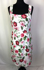 Joe Browns Pencil Dress Square Neck Strappy White Floral Women's UK12 L693