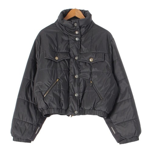 CHANEL Vintage cartellino carta logo laterale imbottitura seta piumino P08814 nero 40