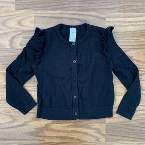 Carter’s Kid Girl Size 4 Cardigan Button Front Sweater Black Ruffles Cotton EUC! - Picture 1 of 5