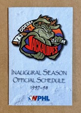 1997-98 Odessa Jackalopes Hockey Pocket Schedule WPHL INAUGURAL SEASON 🏒🥅