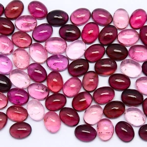 Natural Pink Tourmaline Lot 8x6 MM Oval Shape Cabochon Gemstone Lot - Picture 1 of 3