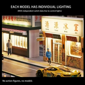 Diorama 1:64 City Street Sence City Street Prop modellino giocattoli esposizione con luce - Foto 1 di 24