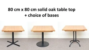 NEW restaurant bistro square solid oak table with cast iron base 80 x 80 cm - Picture 1 of 14