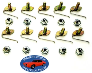 Ford 7/16"-5/8" Body Fender Door Quarter Trim Moulding Molding Clips Nuts 10pc F - Picture 1 of 9