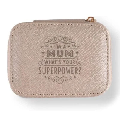 Travel Jewellery Boxes Mink Zip Quote I'm A Mum What's Your Superpower - Image 1 of 2