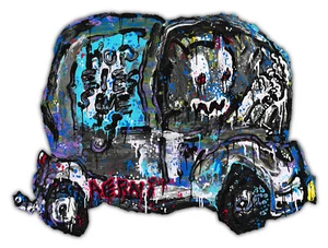 Original Justin Aerni 2019 painting outsider contemporary art : HOPELESS LYFT - Picture 1 of 1