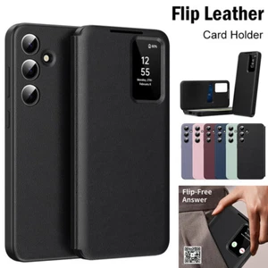 Smart Case With Card Slot For Samsung S25 S24 Ultra S23 ShockProof Leather Cover - Picture 1 of 19