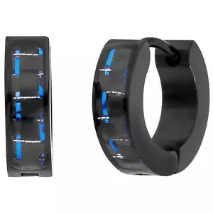 Orecchini a Cerchio 13,2mm ad Anello IN Acciaio Inox Nero Laccato Con - Picture 1 of 1