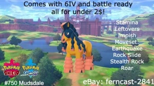 Pokemon Sword And Shield Shiny Mudsdale 6IV Battle Ready Fast Delivery - Picture 1 of 6