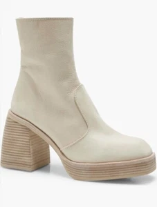 Free People Ruby Stiefelette elfenbein Leder Plateau Blockabsatz Reißverschluss Gr. 7,5 / 37,5 - Bild 1 von 1