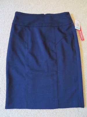 New Women’s XOXO Stretch Navy Blue Roma Pencil Skirt Knee Length Junior's Sz 5/6 - Image 1 of 4