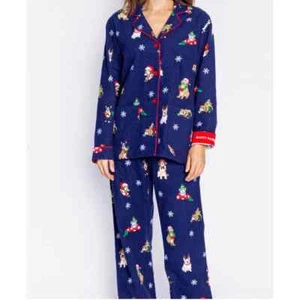 NWT PJ Salvage Holiday Dog 3 Piece Cotton Flannel Pajamas & Headband Set (M) - Picture 1 of 10