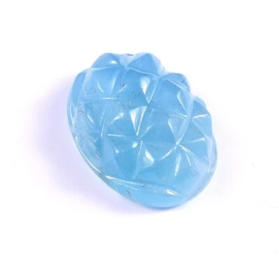 Loose Gemstone Natural Aquamarine Hand Carved Fancy Oval Gemstone A2135 - Image 1 of 3