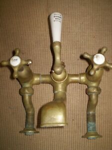 Architectural salvage Vintage Brass 1930's English tap set for bathroom