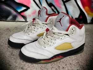 Nike Air Jordan 5 V Retro Fire Red White 440888-102 Youth Shoes 5.5Y or Womens 7 - Picture 1 of 8